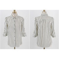 Fashion Women Stripe Shirt White and Black